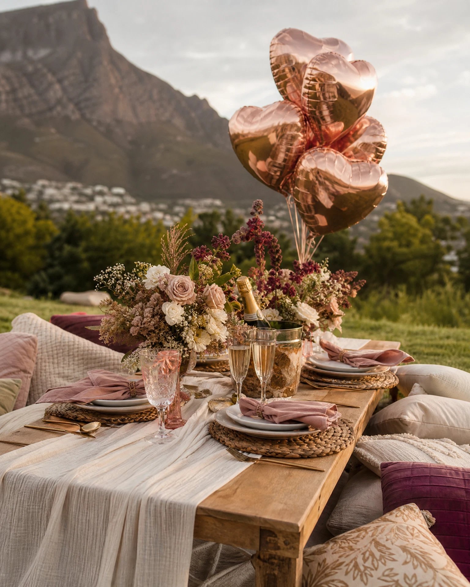 Styled luxury picnic setup